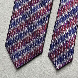 Missoni Silk Tie Blue Red Silver Shiny Premium Houndstooth Pattern Made in Italy